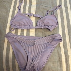 Purple bathing suit from Hollister, never worn. XS bottoms and S top